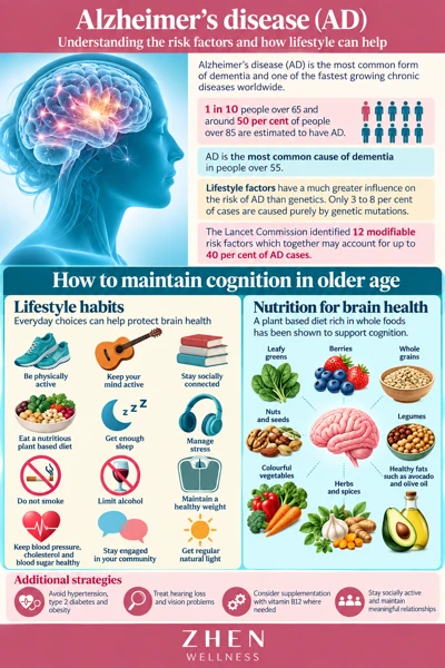Original illustrated Zhen Wellness picture sheet about Brain health and dementia risk
