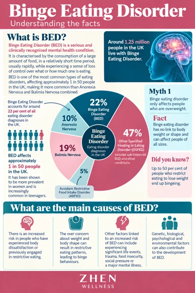 Original illustrated Zhen Wellness picture sheet about Understanding binge eating disorder