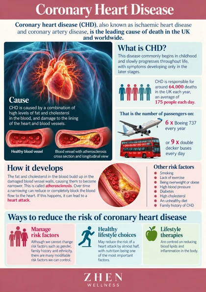 Original illustrated Zhen Wellness picture sheet about Coronary heart disease: understanding risk