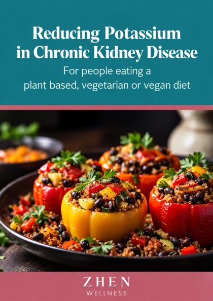 Original illustrated Zhen Wellness picture sheet about Potassium and kidney disease: safe food choices