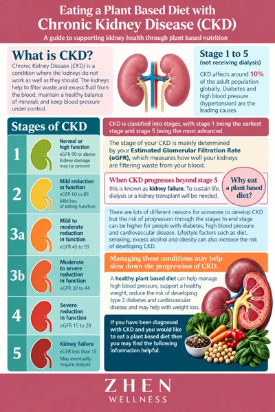 Original illustrated Zhen Wellness picture sheet about Plant-rich eating with kidney disease