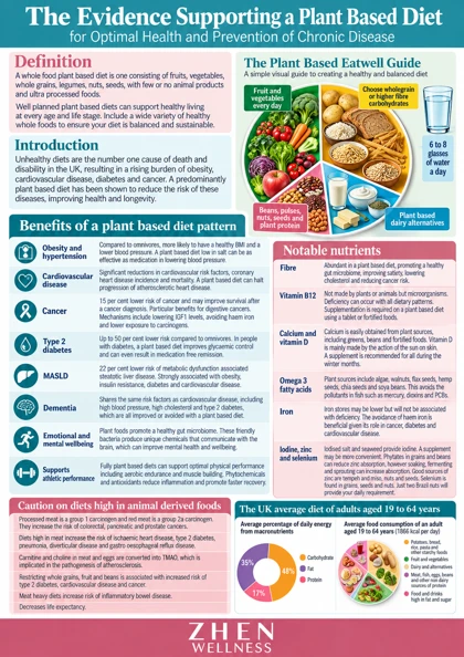Original illustrated Zhen Wellness picture sheet about Plant-based nutrition: benefits and evidence